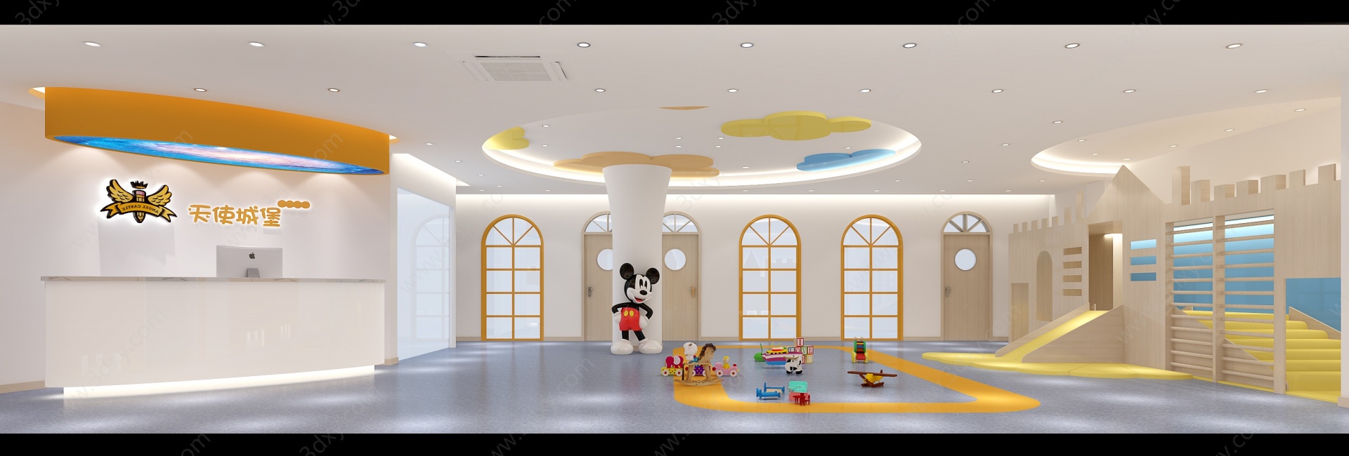 现代幼儿园游乐活动区3D模型
