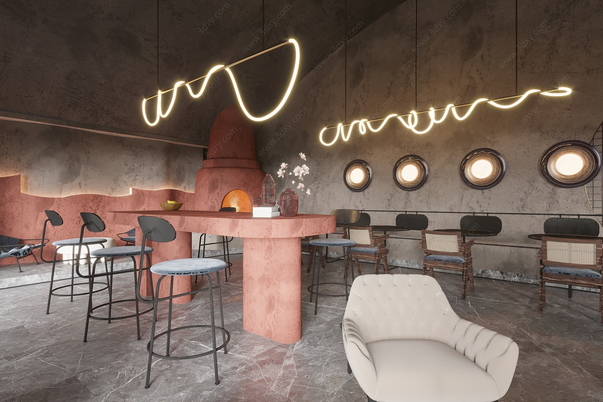 新中式饭店餐饮空间3D模型