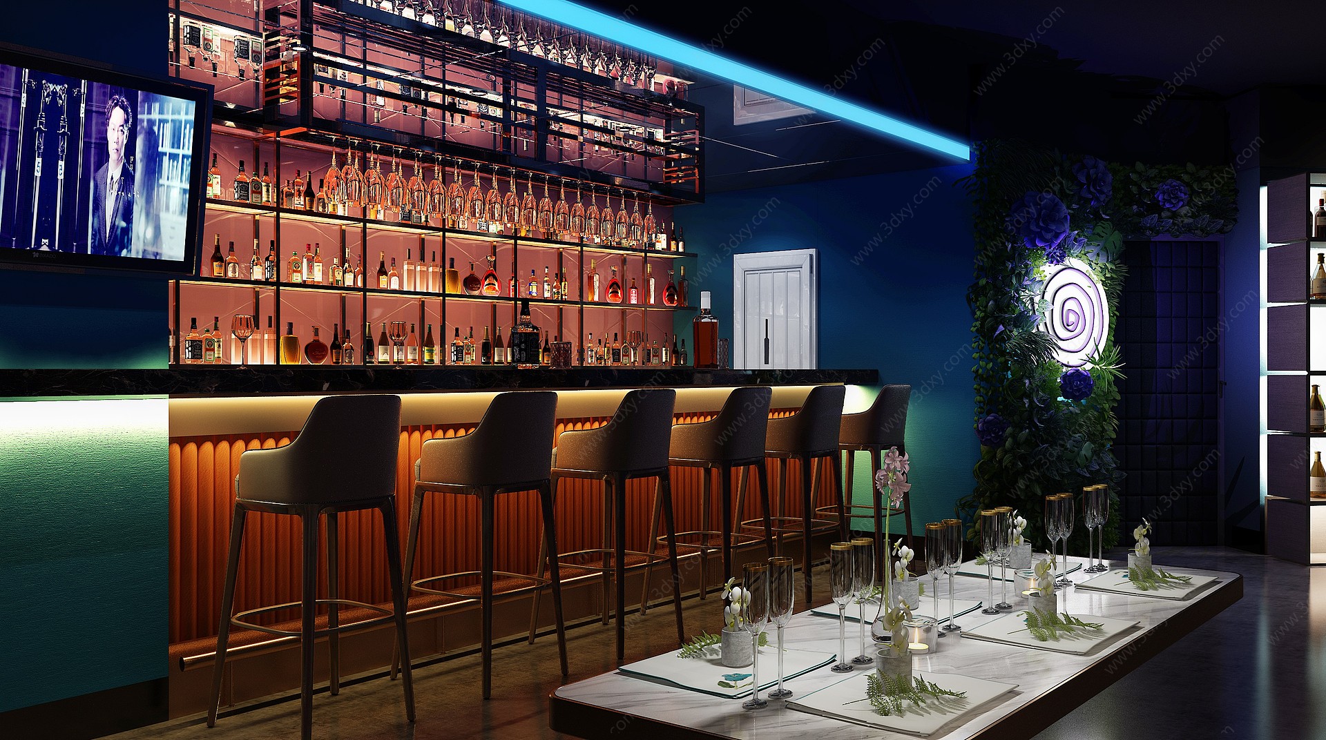 后现代酒吧餐厅3D模型