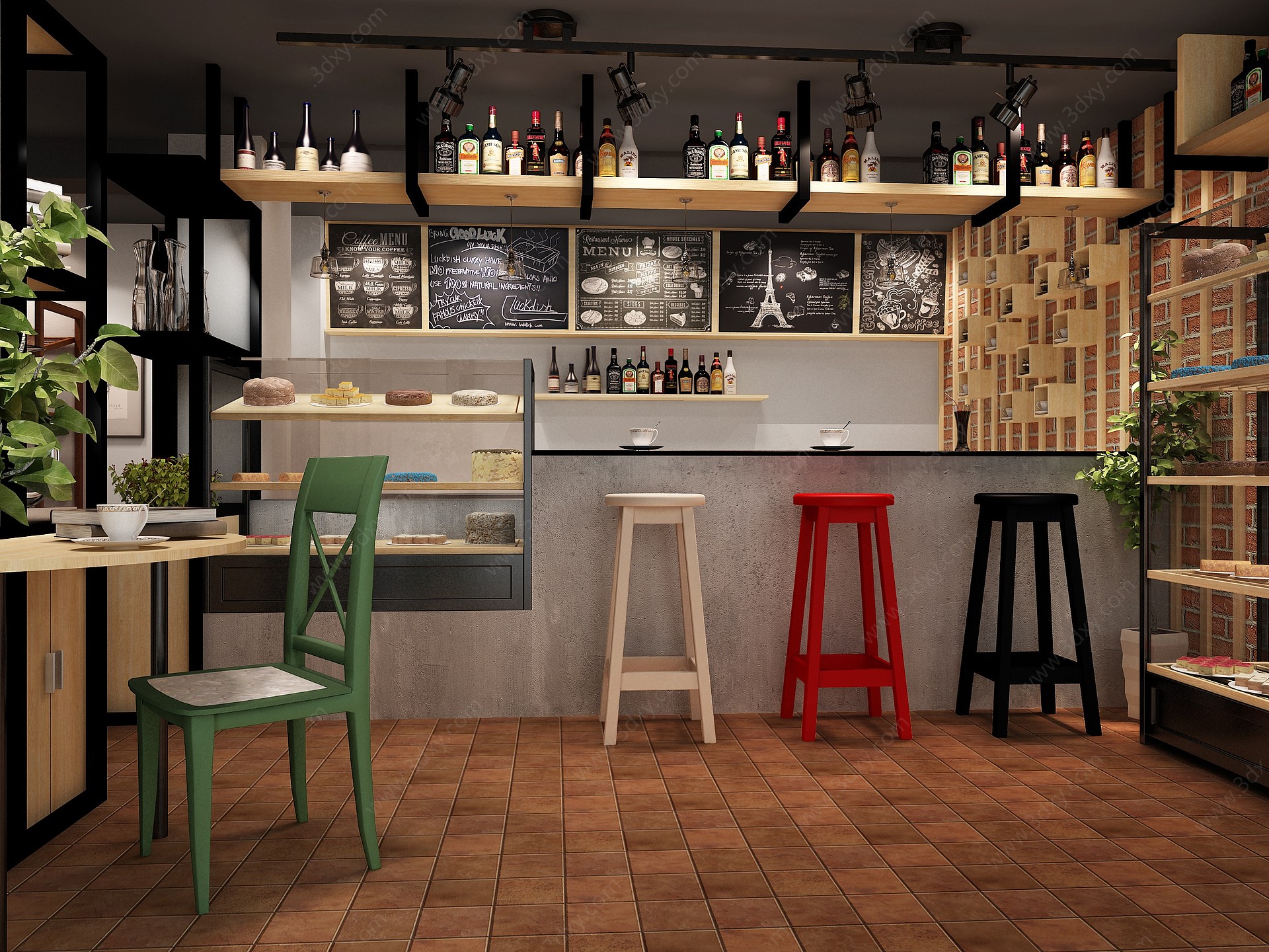 工业风现代loft咖啡馆3D模型