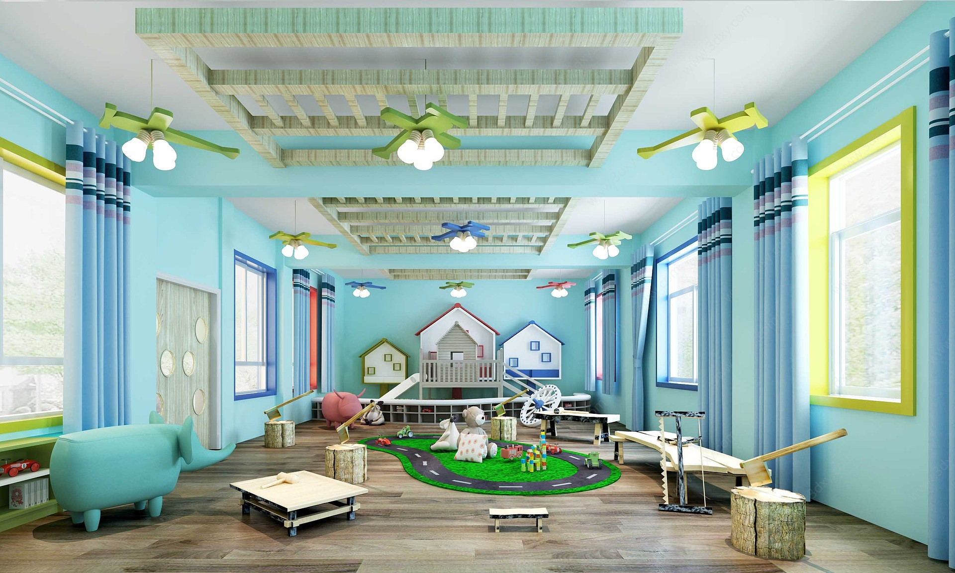 现代幼儿园大厅3D模型