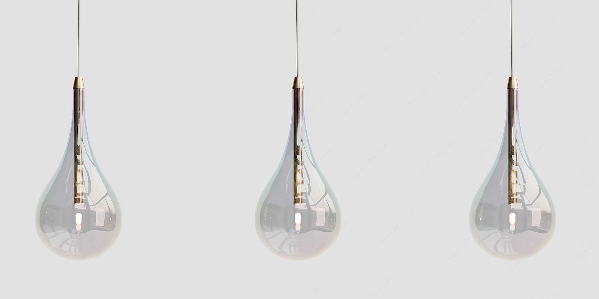 现代玻璃小吊灯组合3D模型