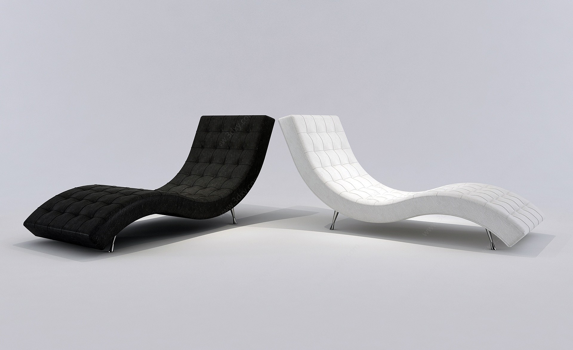 现代躺椅躺椅皮革躺椅3D模型