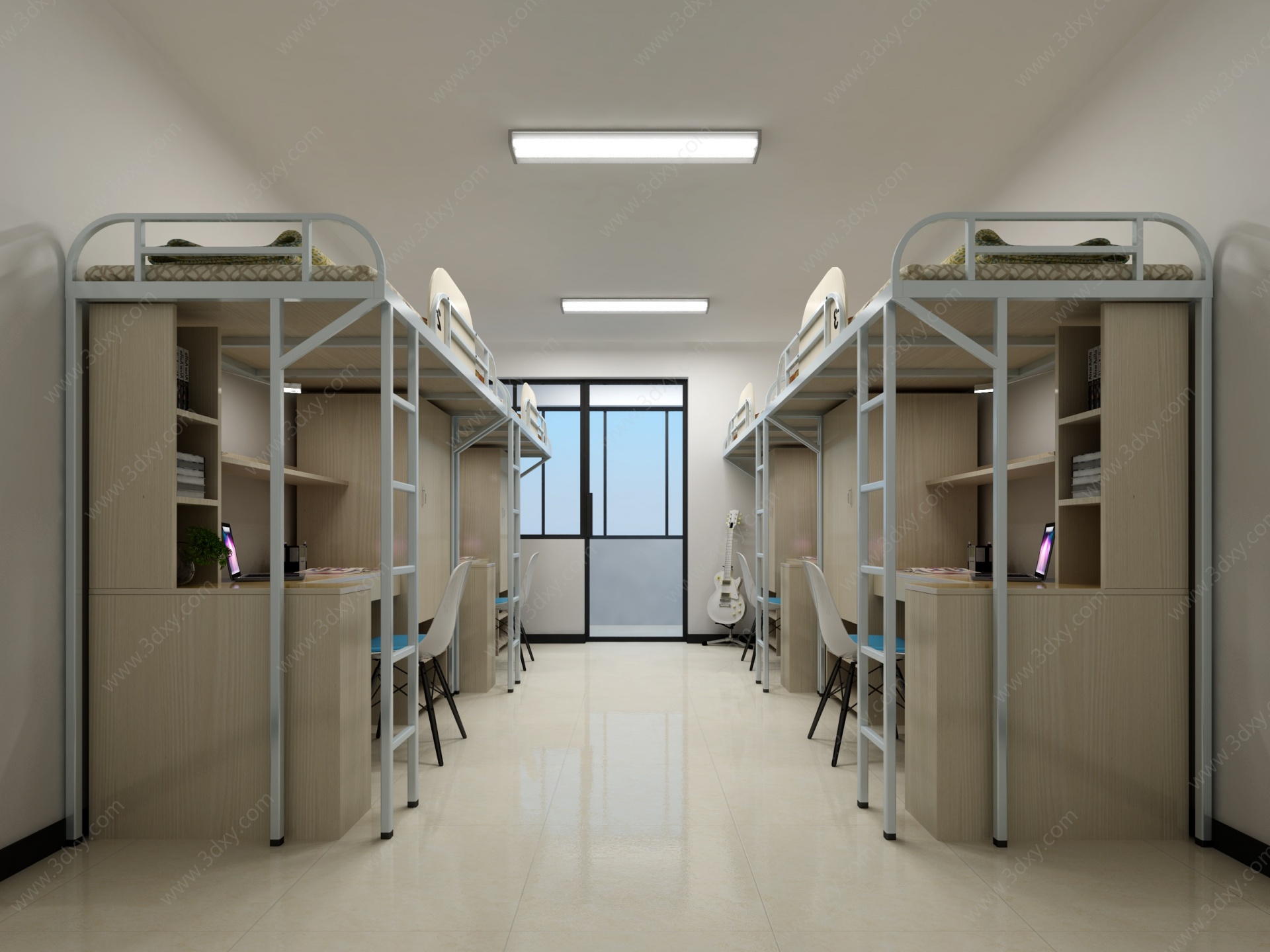 现代学校学生宿舍3D模型