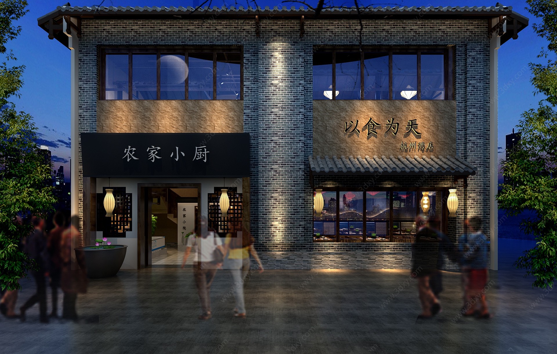 中式特色餐厅3D模型