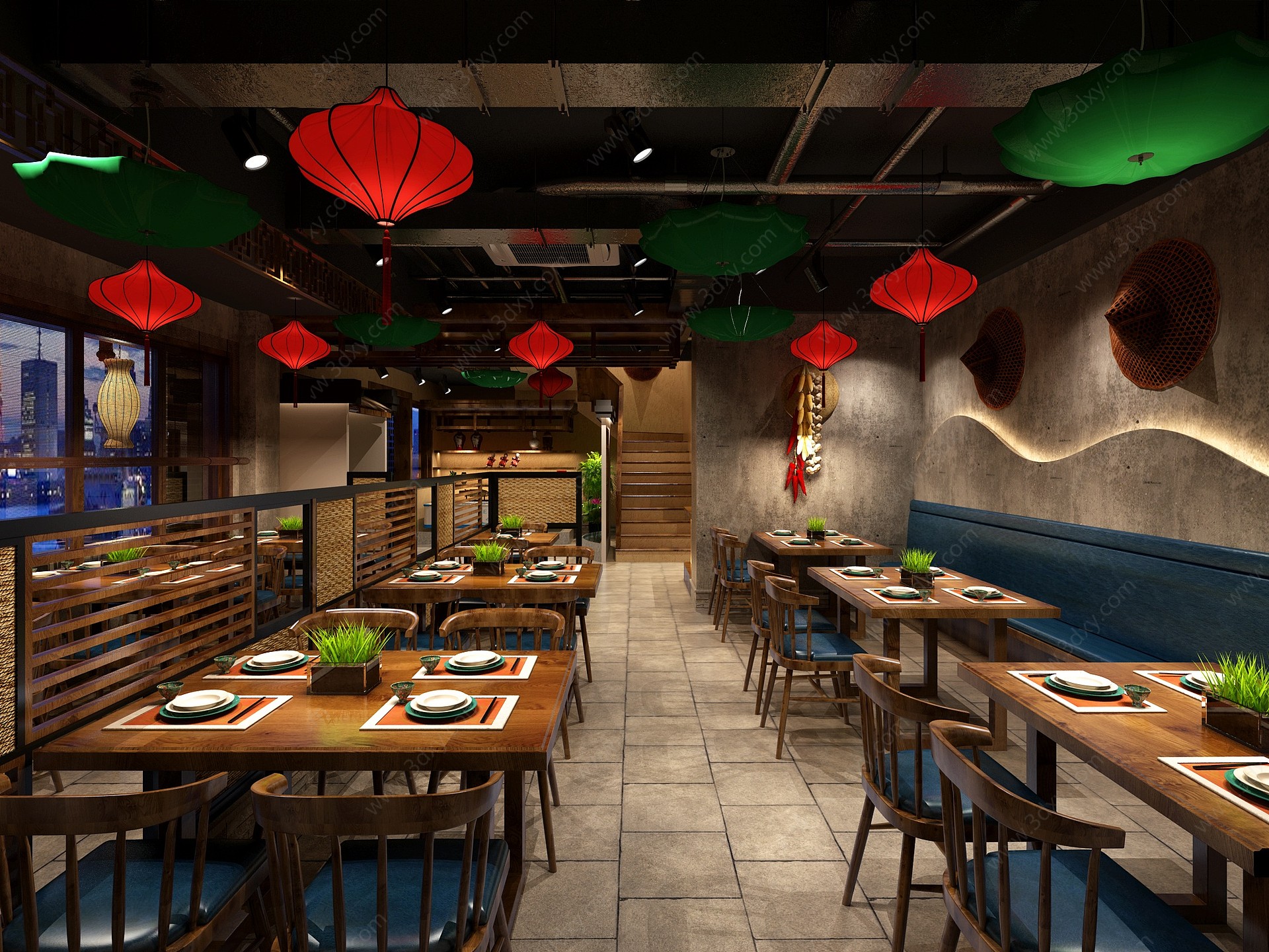 中式特色餐厅3D模型