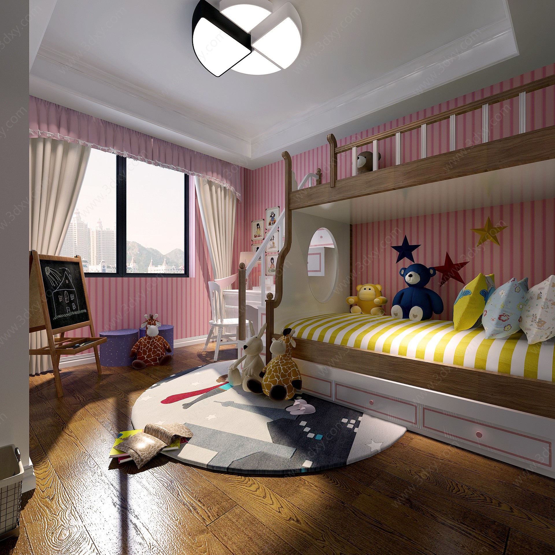 女儿房美式卧室3D模型