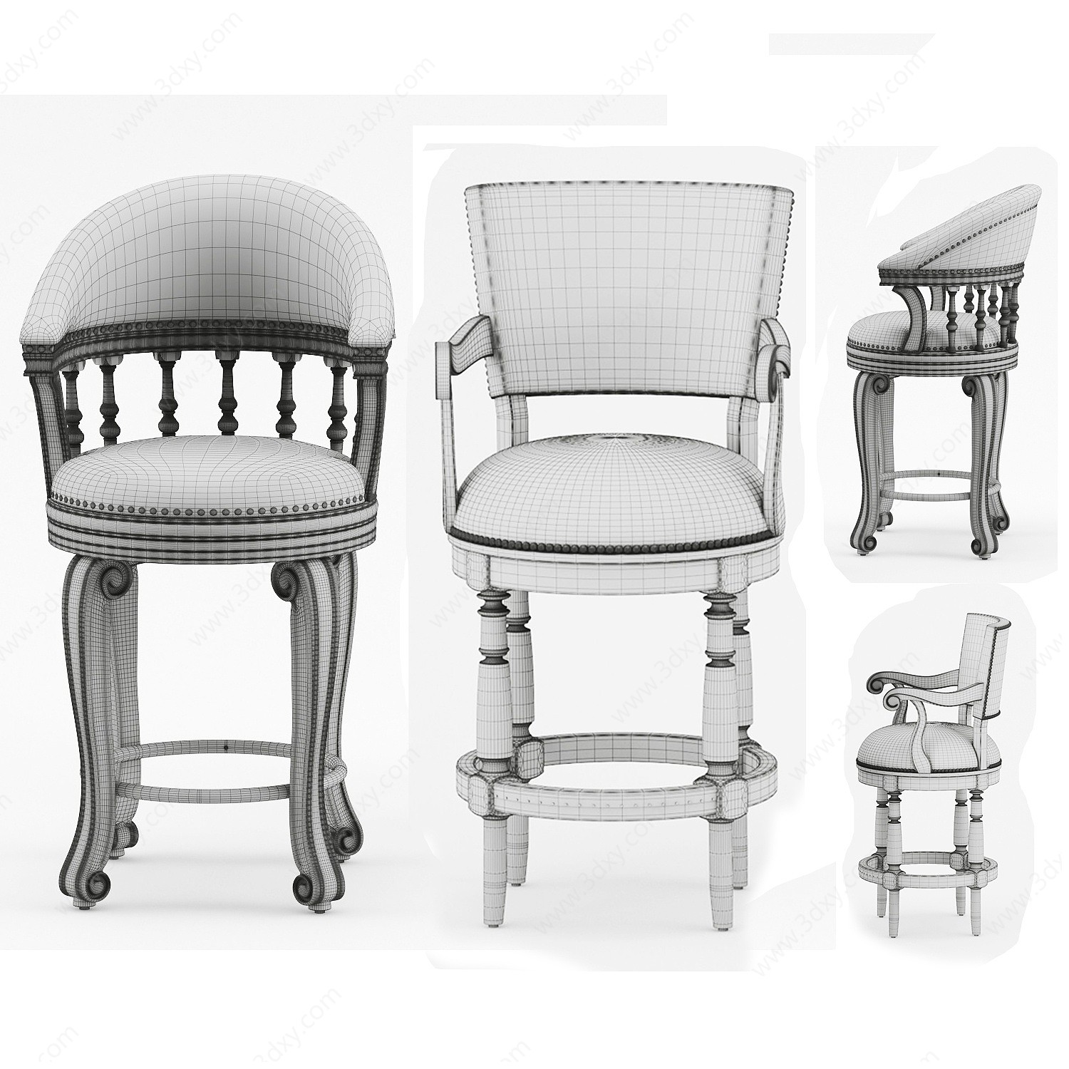欧式吧椅吧台椅高脚凳3D模型
