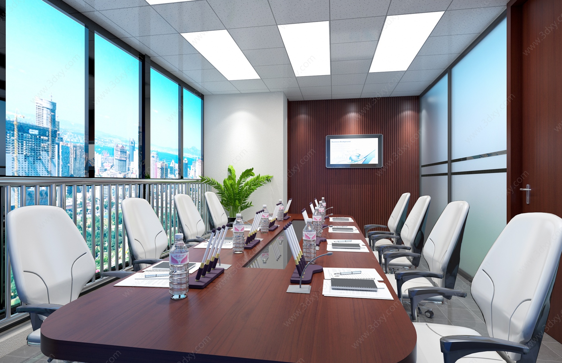 现代会议室背景墙3D模型
