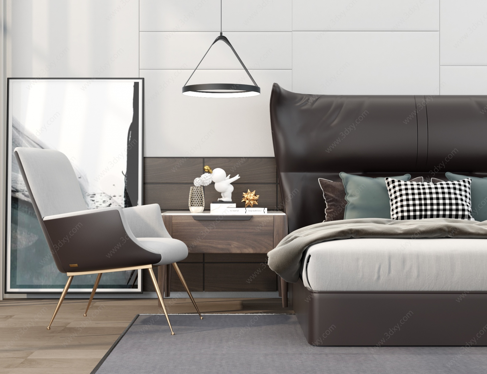 新中式现代沙发卧室3D模型