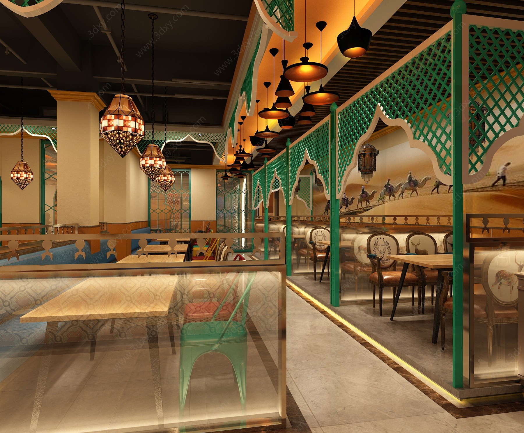 中式新疆楼兰餐厅3D模型