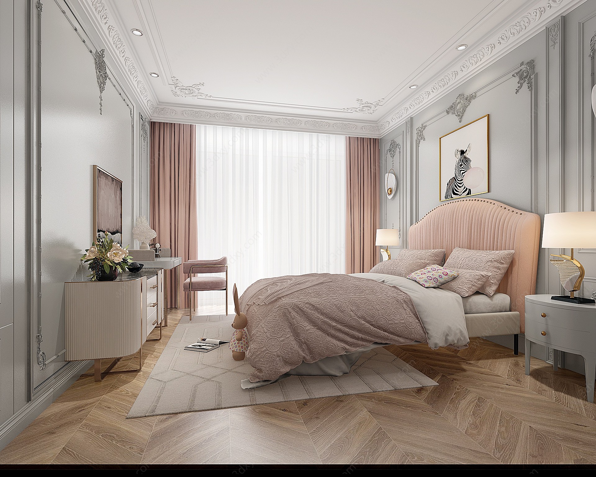 法式欧式轻奢卧室3D模型