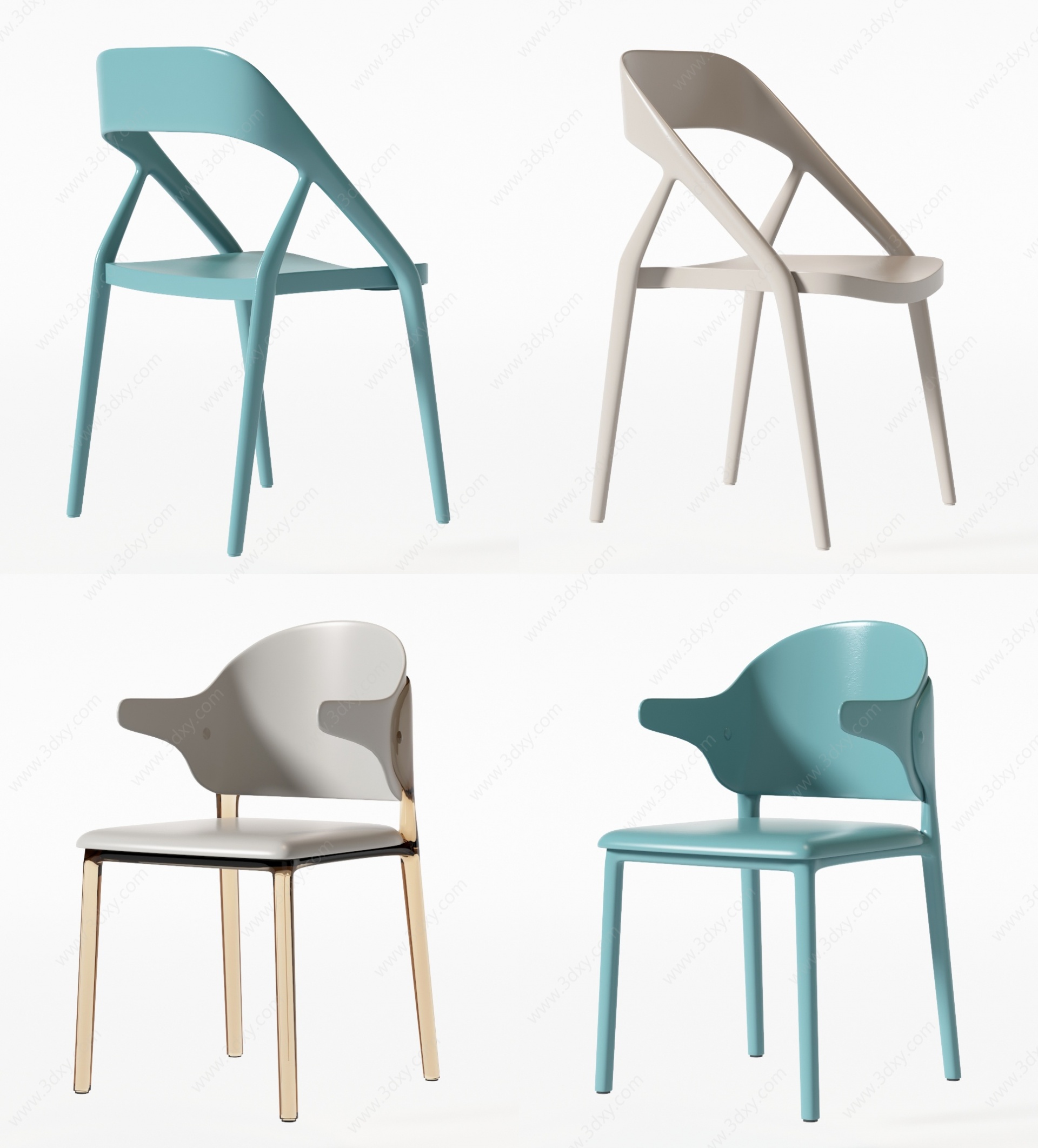 北欧塑料椅3D模型