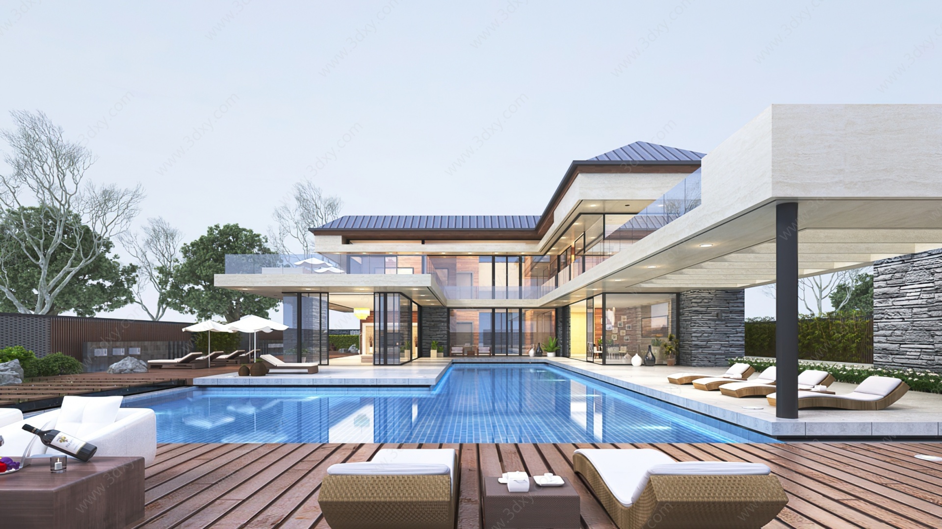新中式独栋别墅3D模型