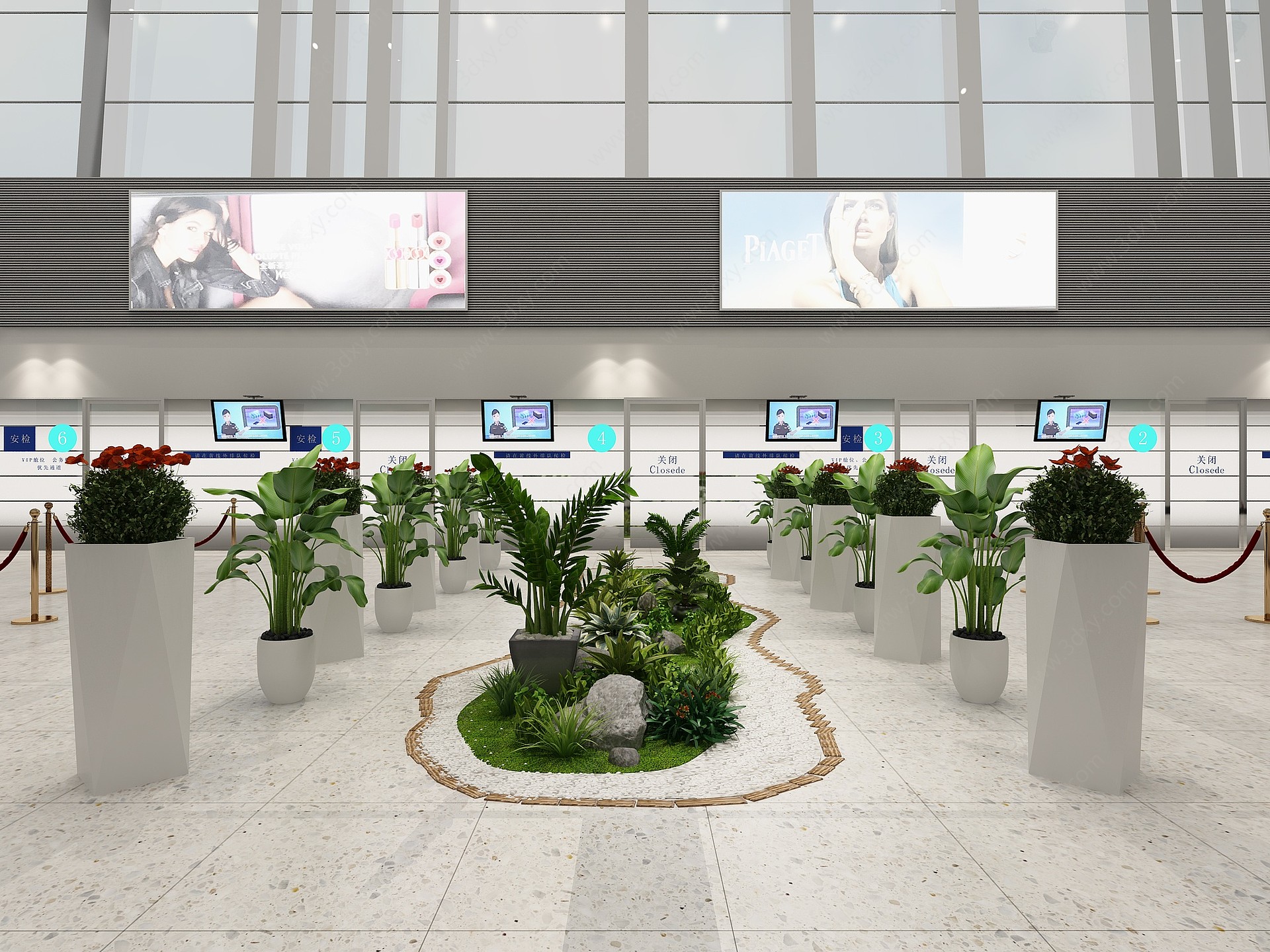 现代航站楼等候大厅3D模型