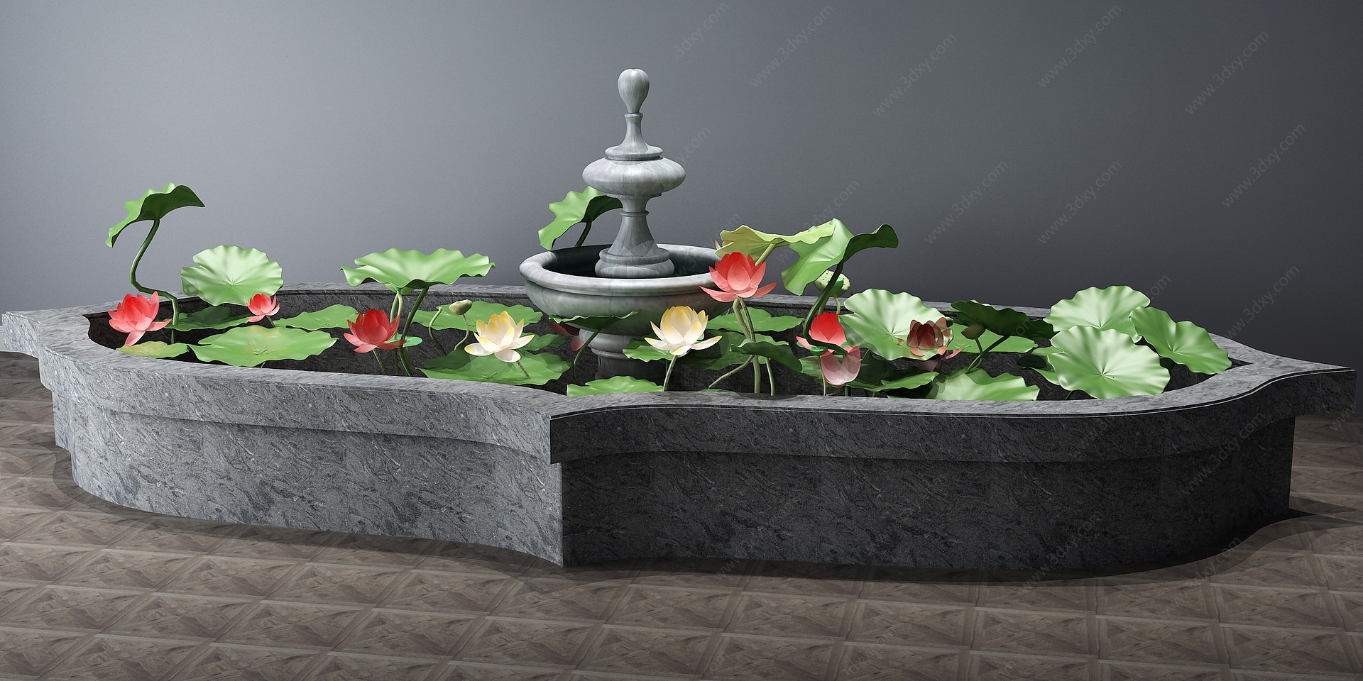 现代植物小品假山喷泉3D模型