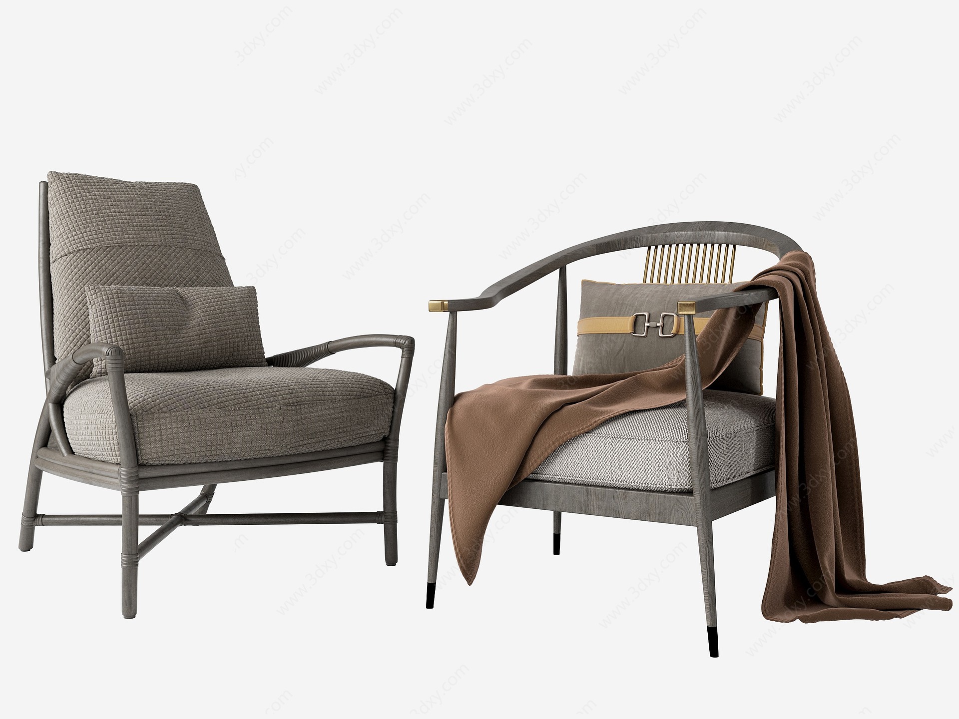 新中式休闲椅单椅沙发3D模型