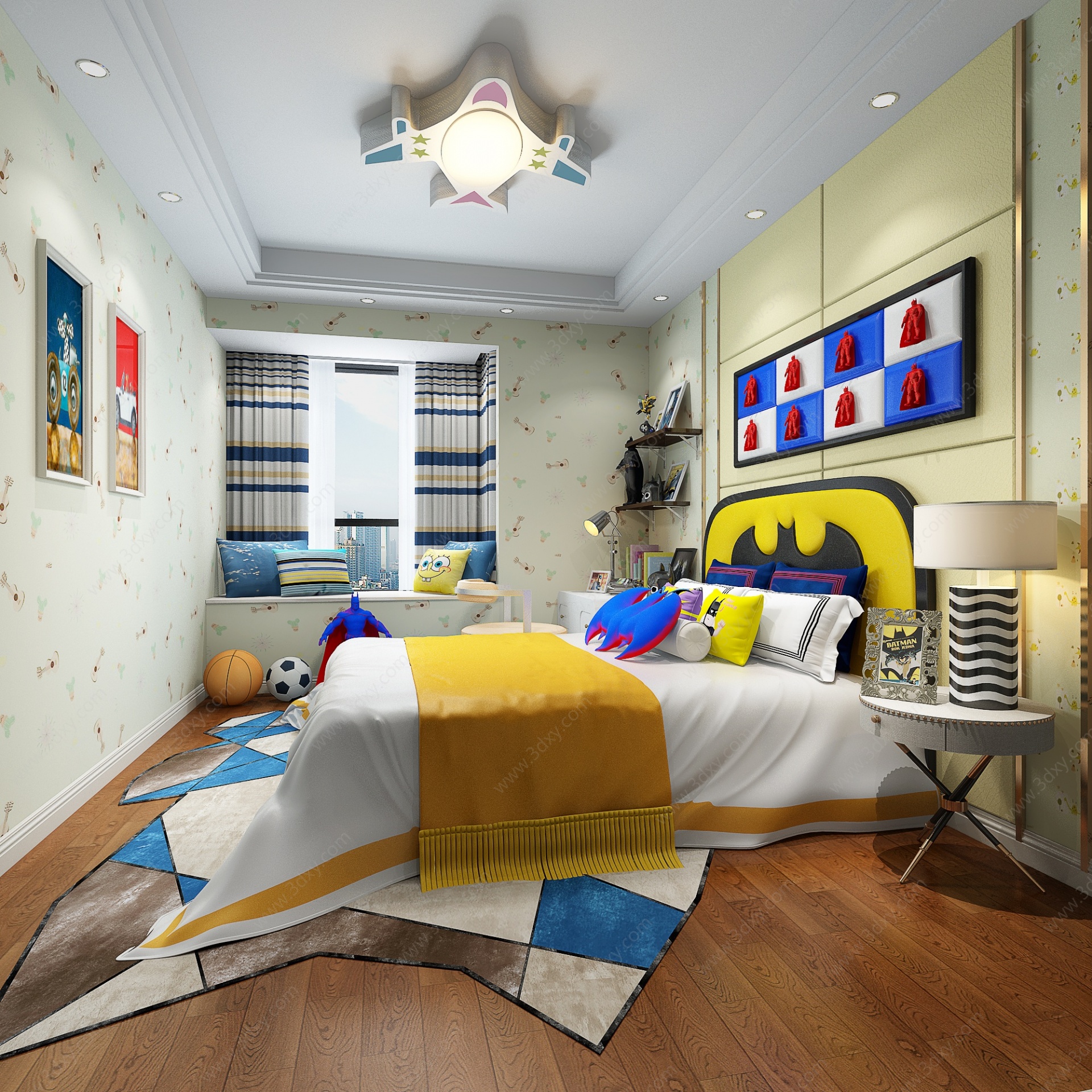 现代简约儿童房儿童床3D模型