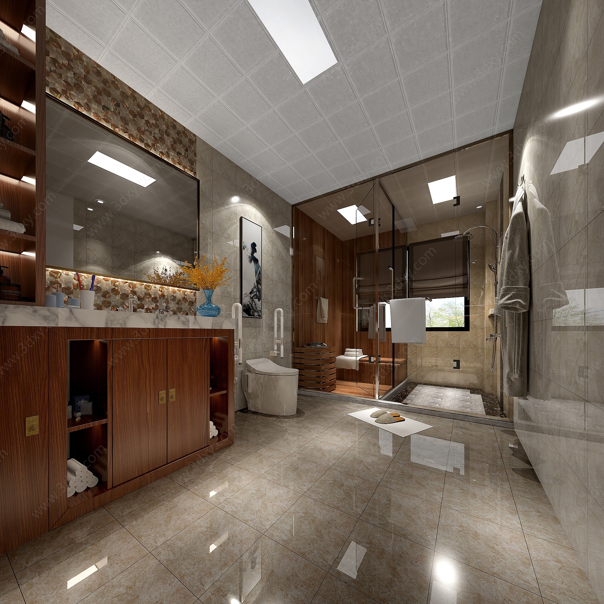 新中式家装卫生间3D模型