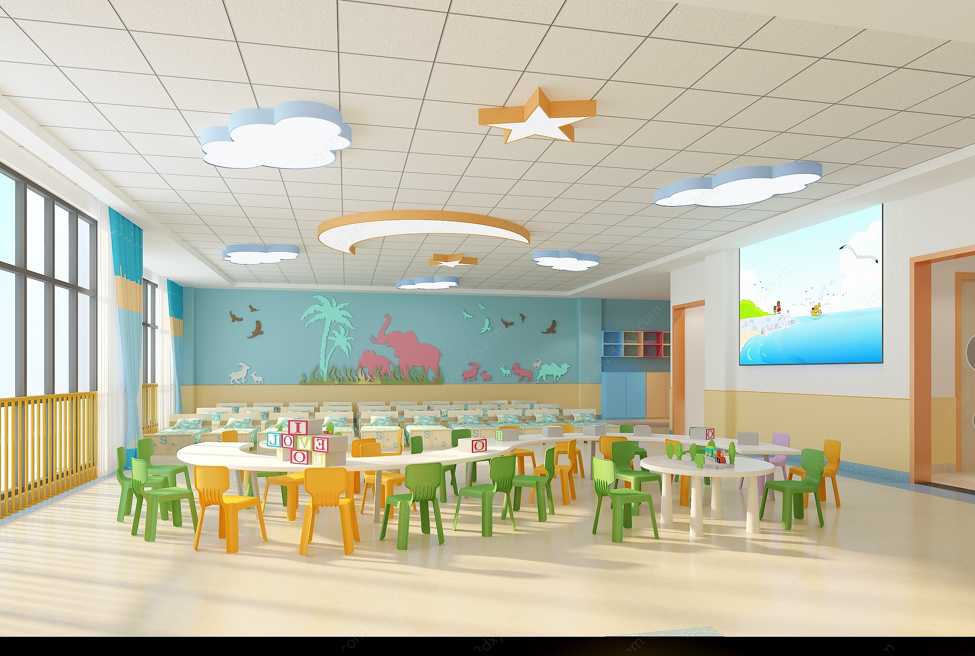 现代幼儿园海洋主题活动室3D模型