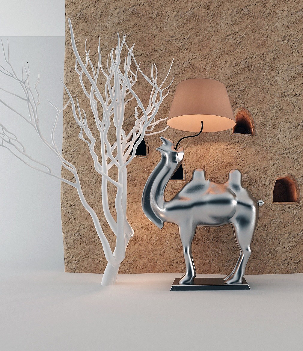 干枝骆驼土墙3D模型
