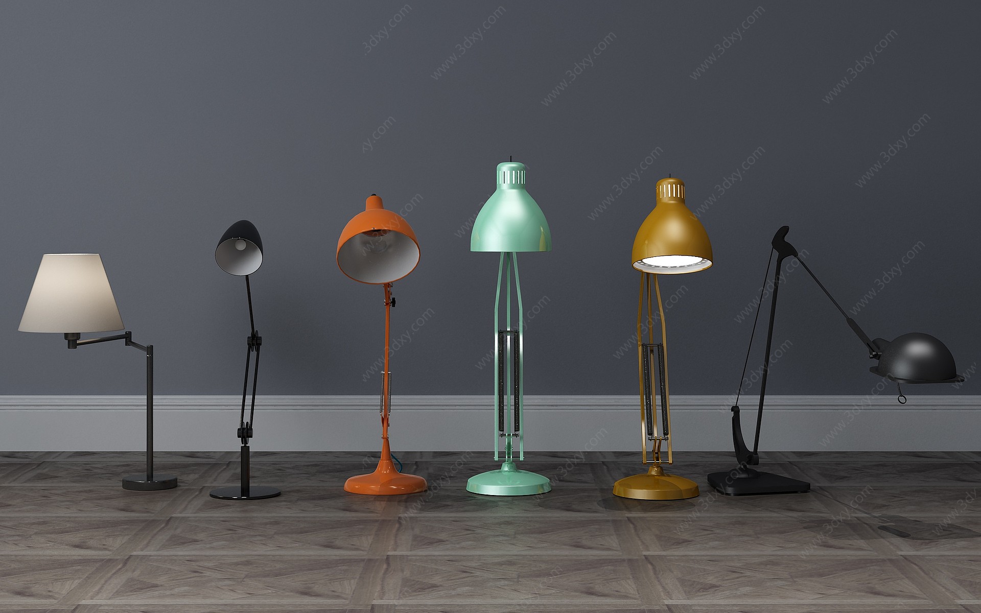 现代台灯灯具组合3D模型