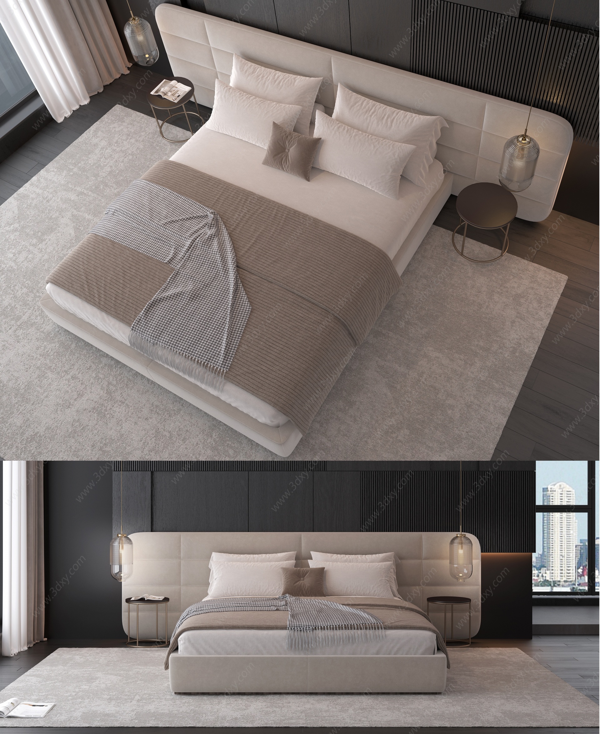 北欧卧室床具3D模型