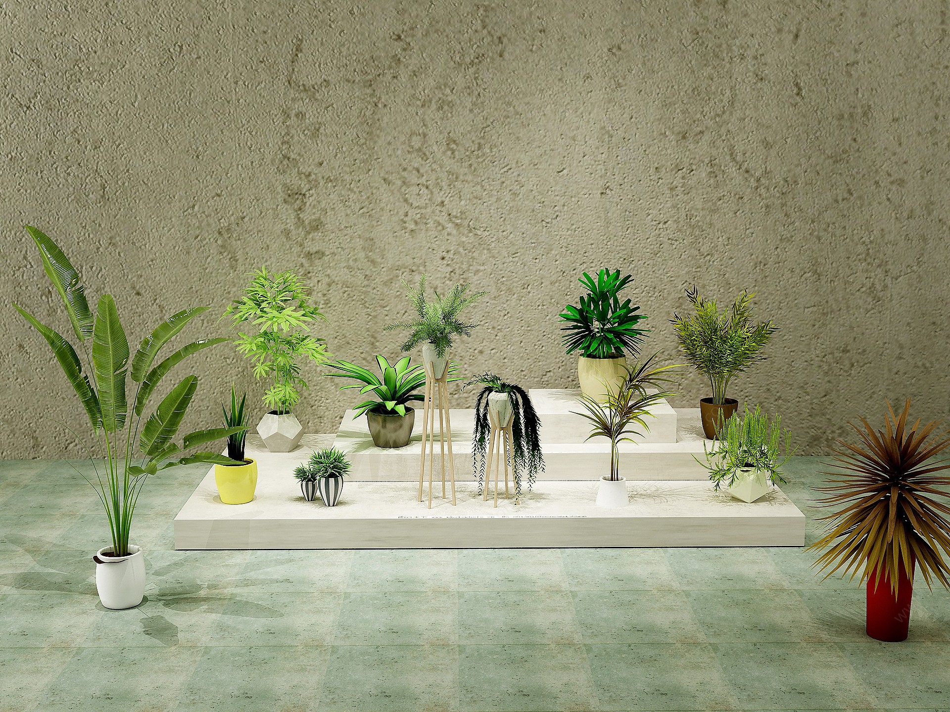 现代精品绿植盆栽组合3D模型