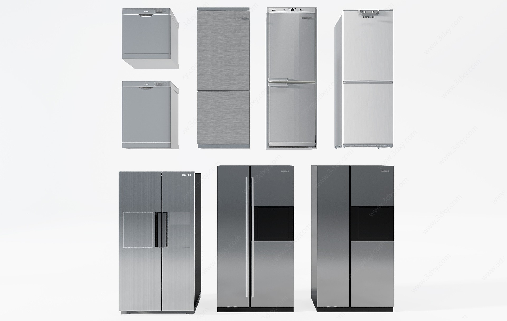 现代双门冰箱小冰箱3D模型