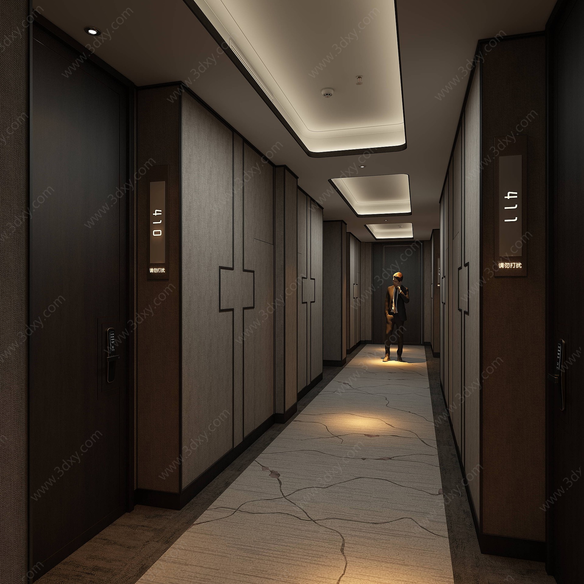 新中式酒店玄关过道3D模型