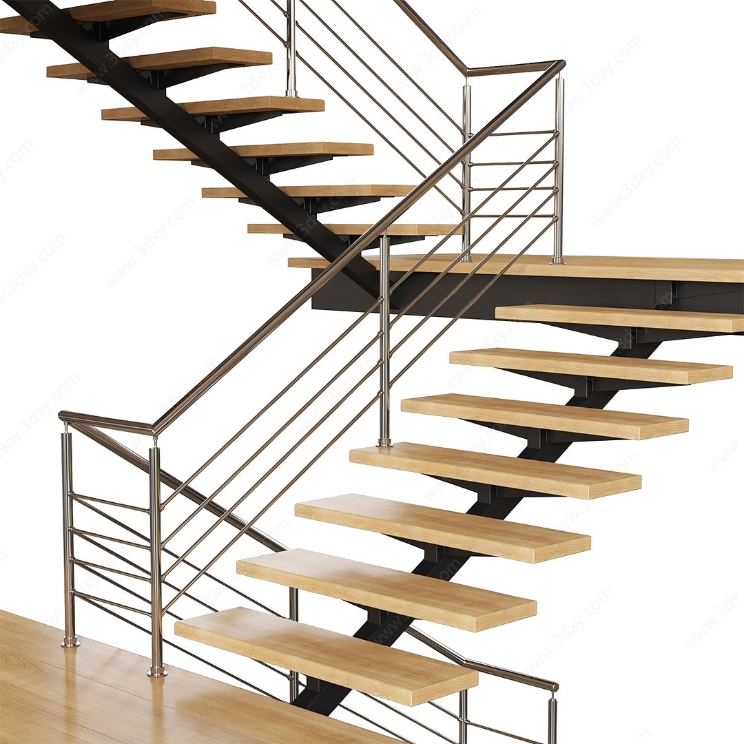 现代实木楼梯3D模型
