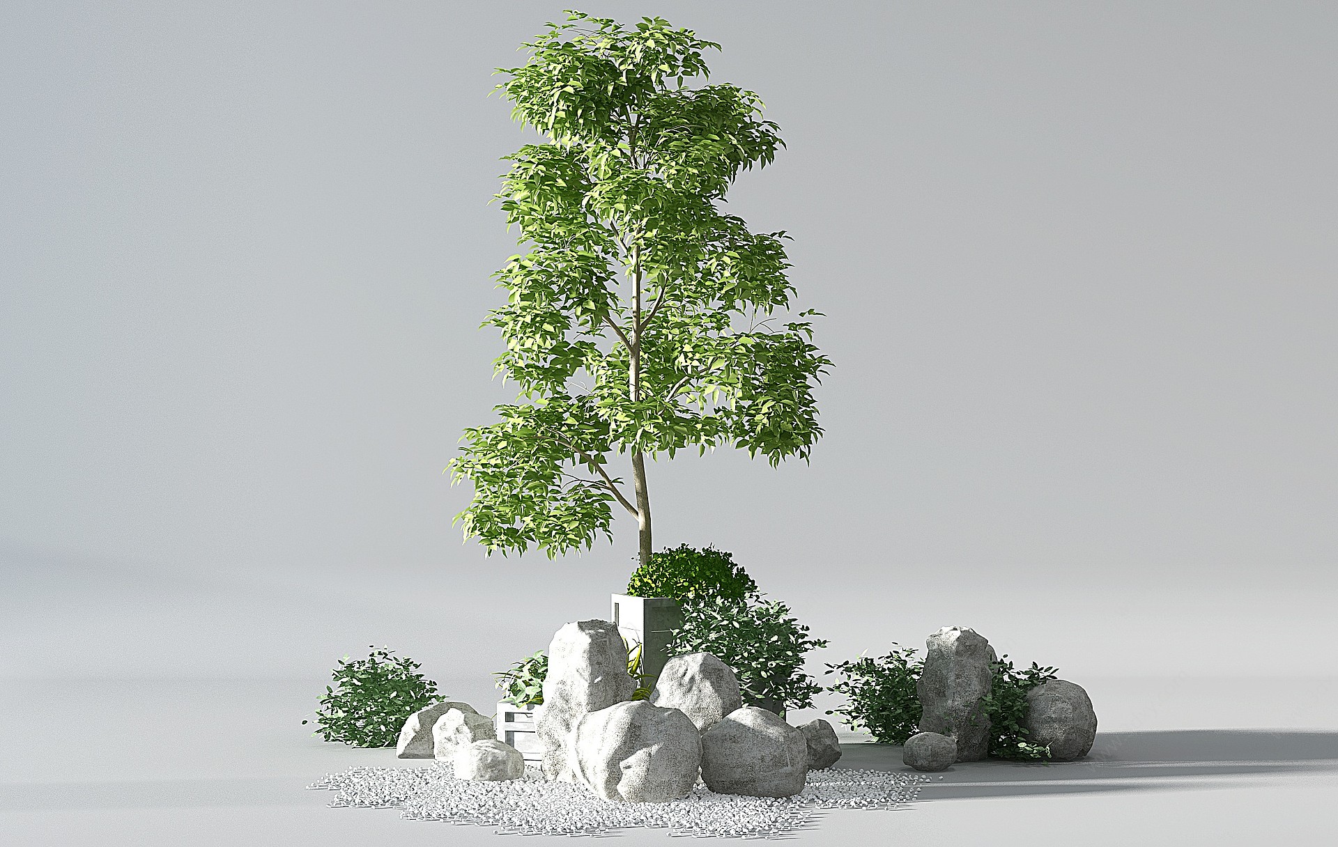 新中式景观小景配景石头3D模型