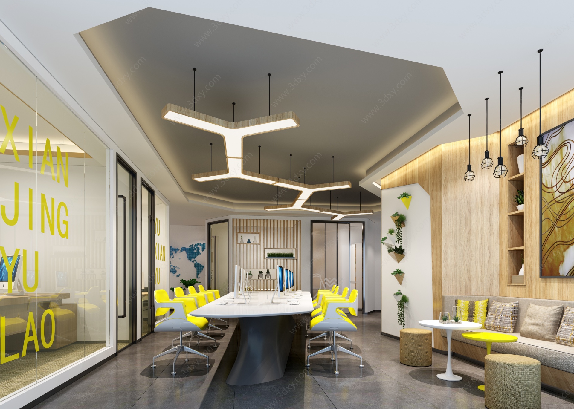 现代办公空间会议室3D模型