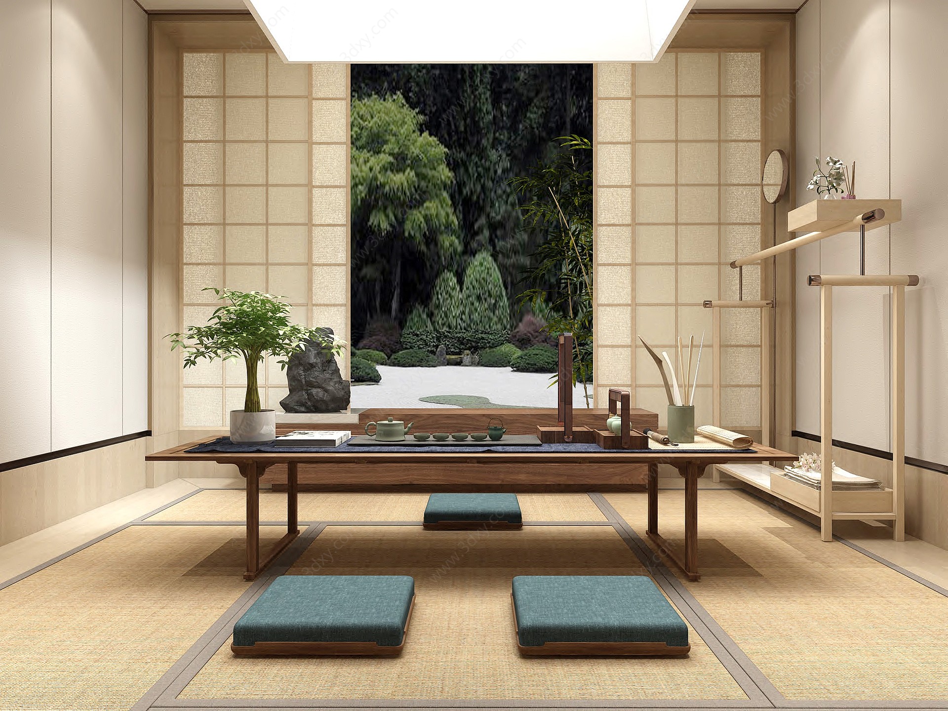 新中式茶室休息室3D模型