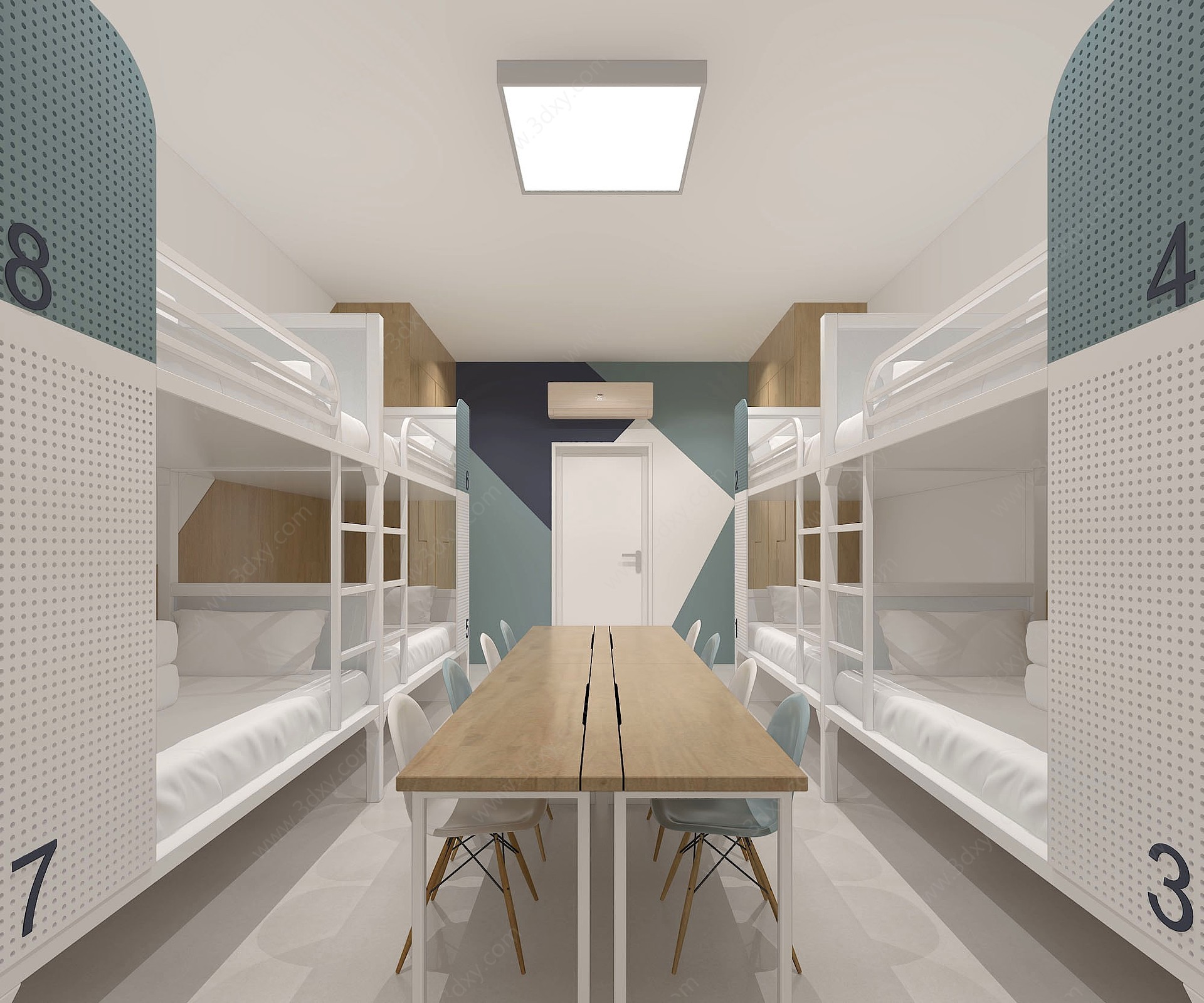 现代宿舍床书桌3D模型