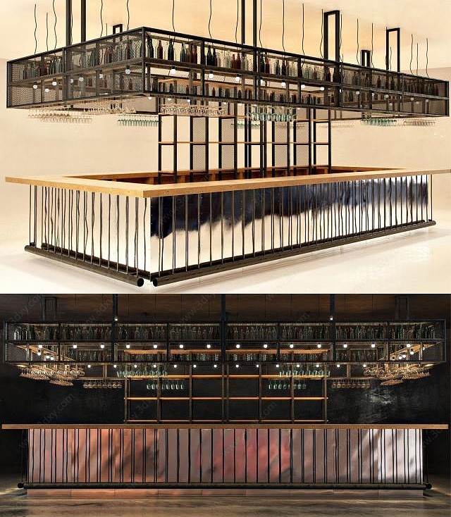 现代酒吧吧台3D模型