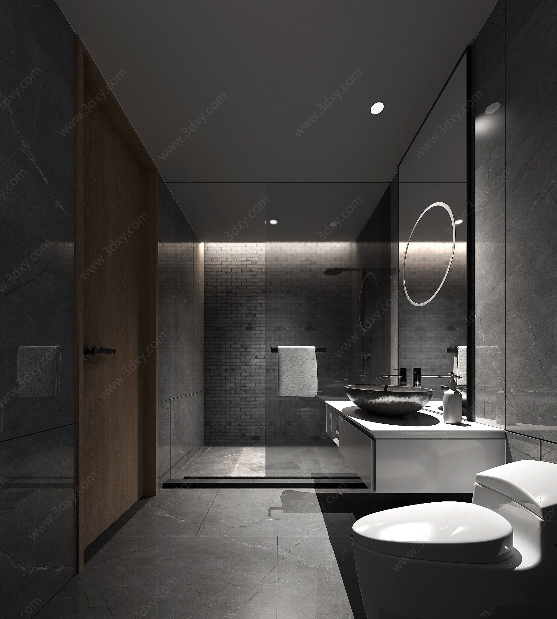 新中式酒店卫生间洗手台3D模型