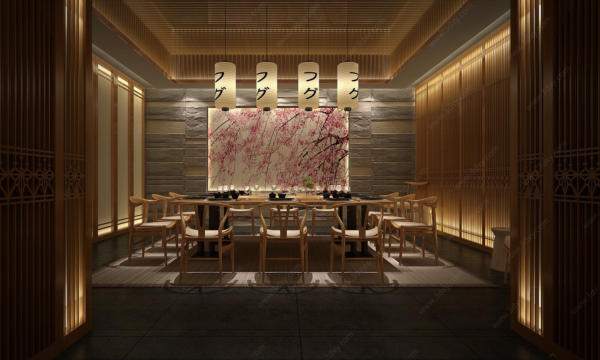 日式餐厅包厢包间3D模型