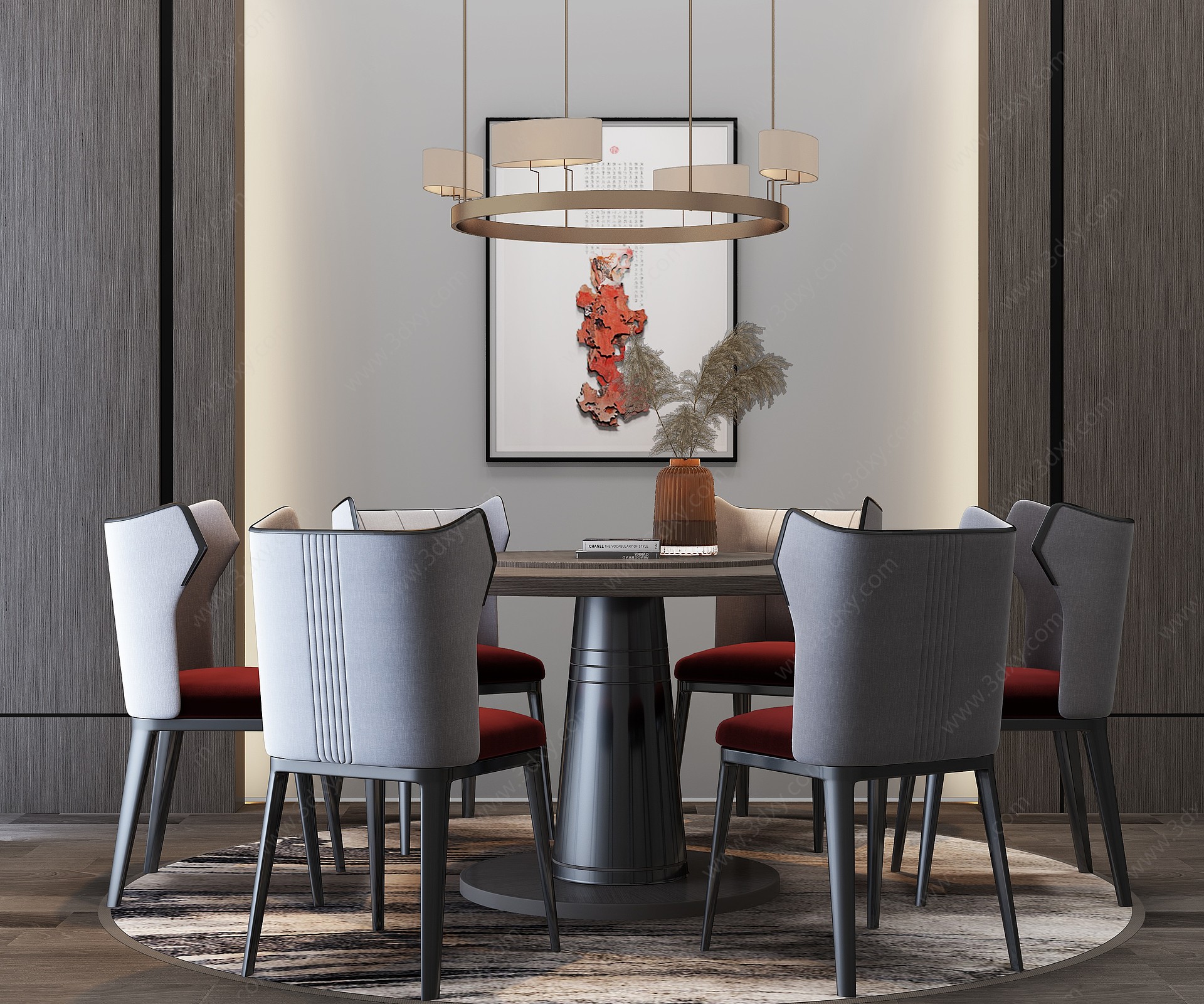 客餐厅现代餐桌椅组合3D模型