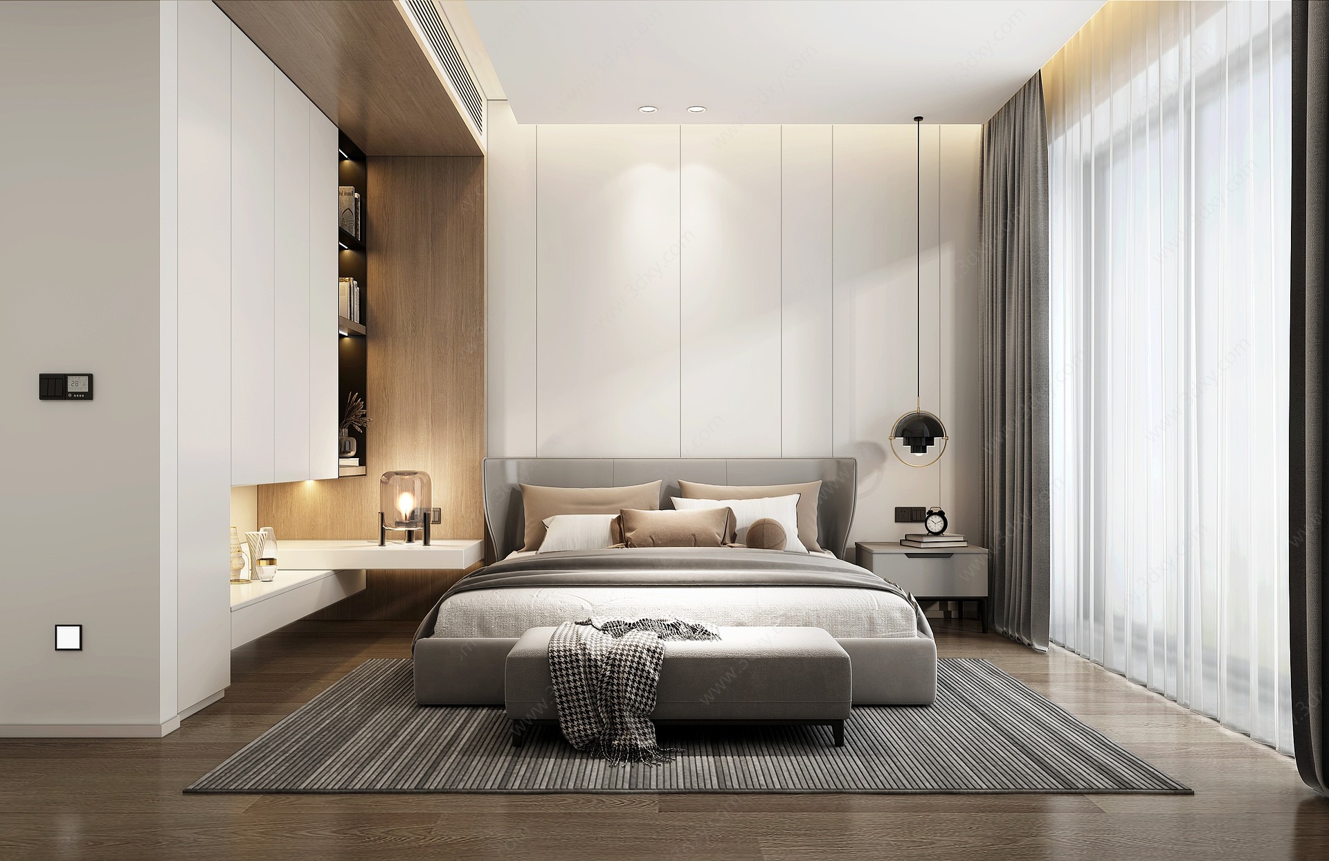现代家居卧室房间3D模型