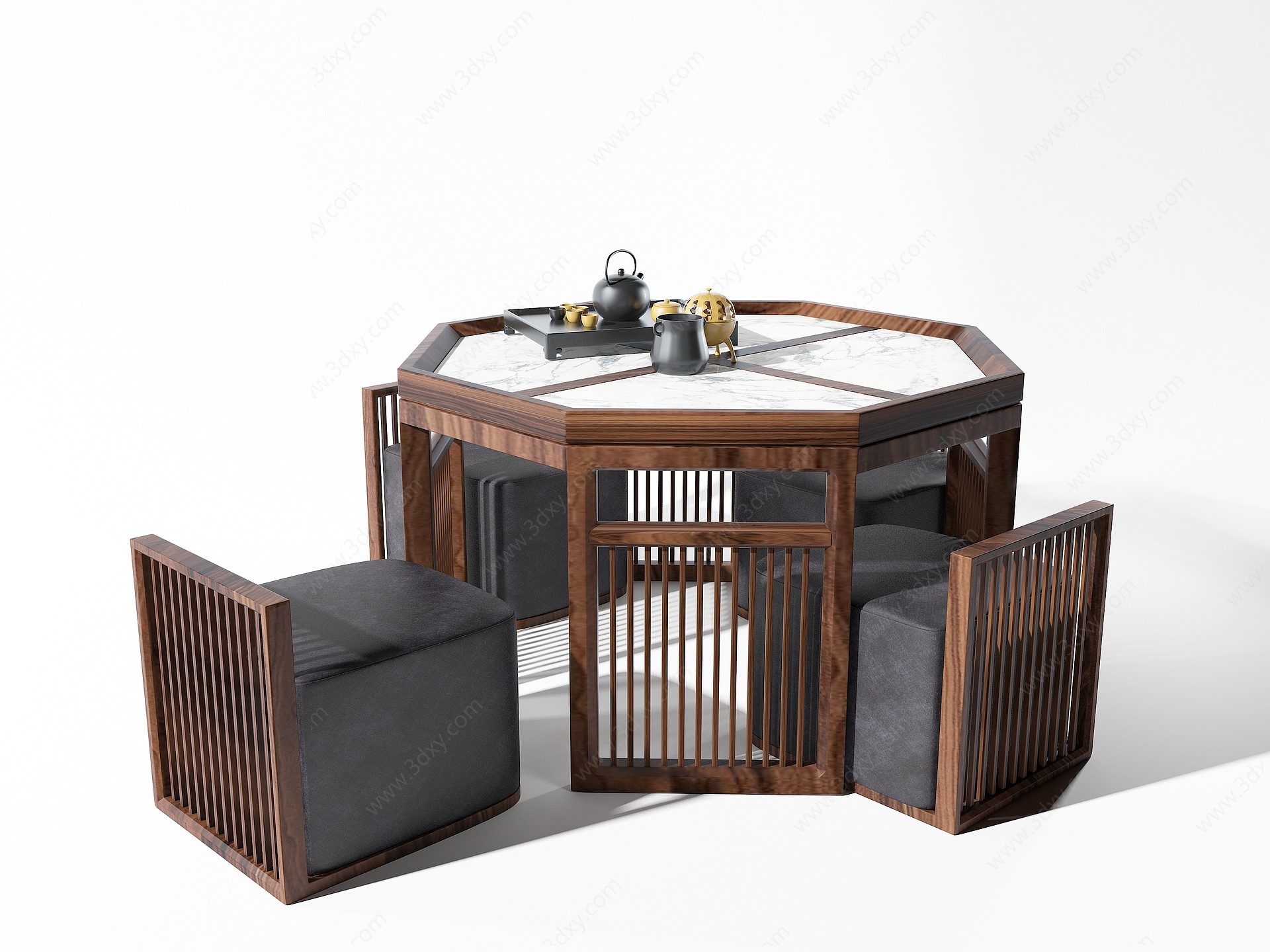 新中式茶桌椅桌子茶桌椅3D模型
