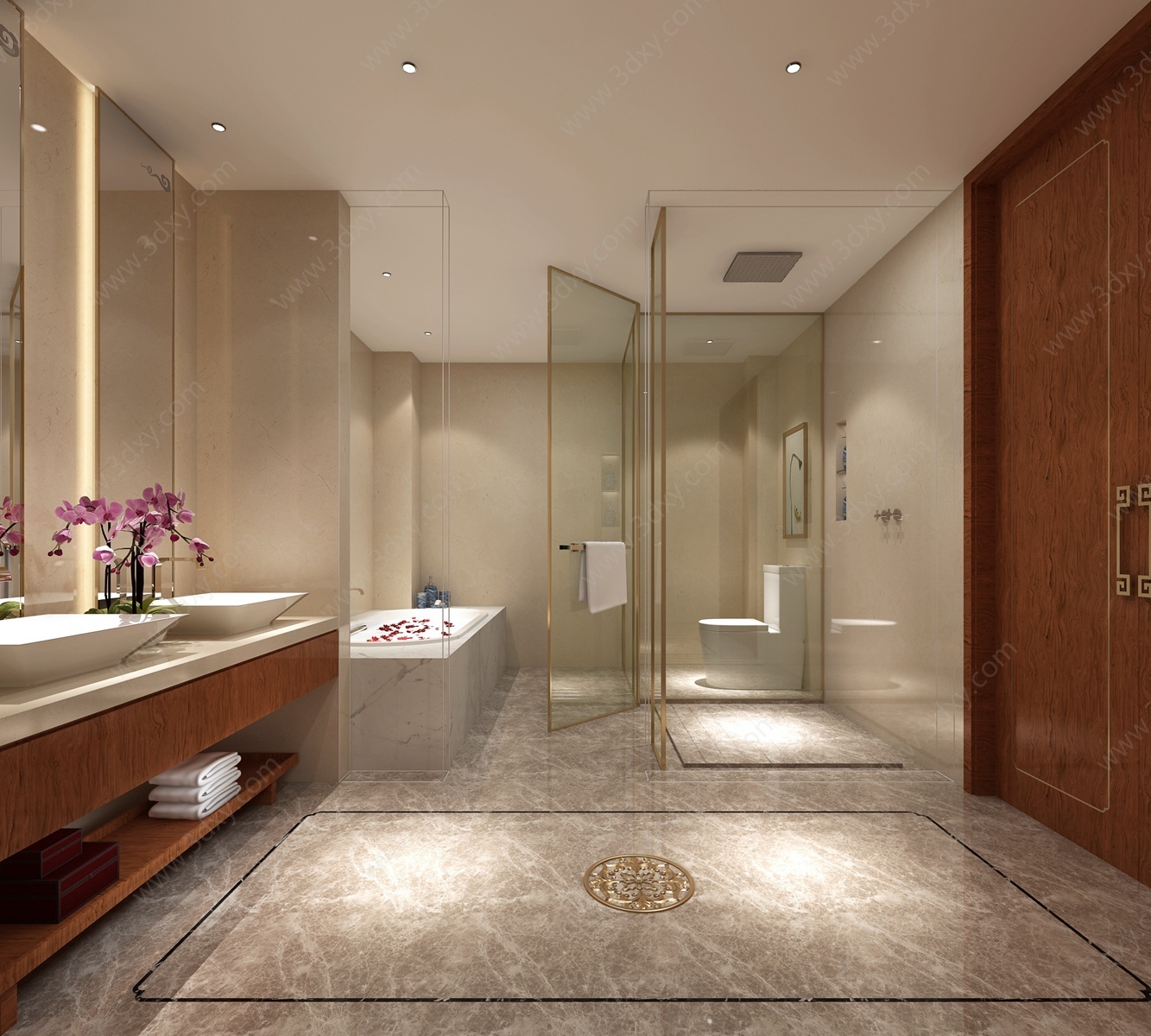 轻奢卫生间定制浴室柜3D模型