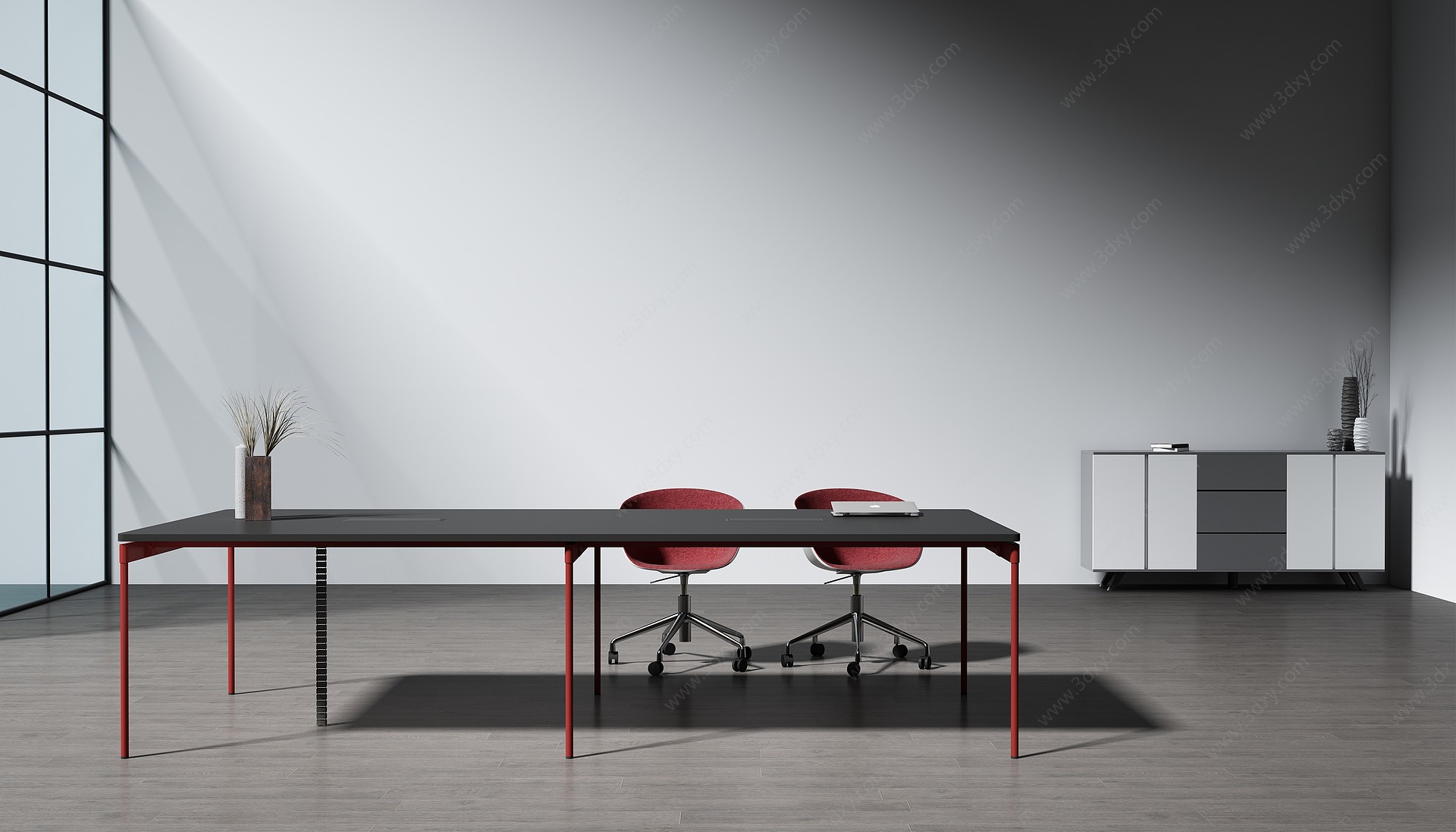 现代办公桌椅组合3D模型