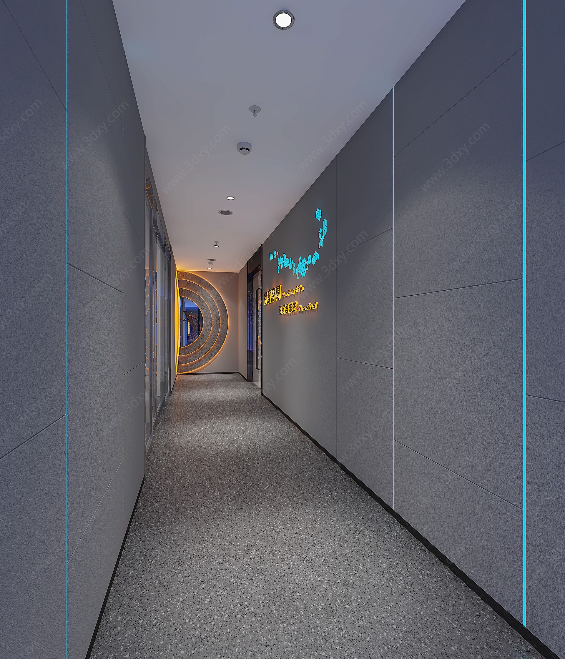 现代电竞网吧走廊3D模型