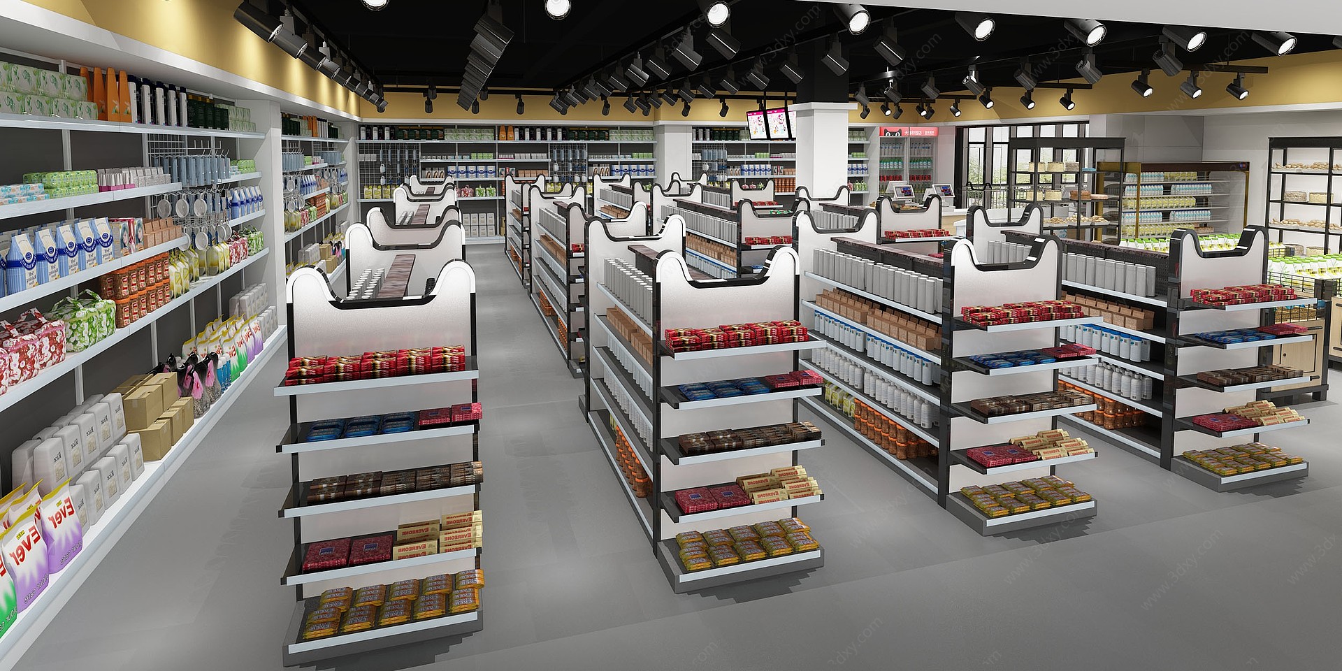 现代超市收银台超市货架3D模型