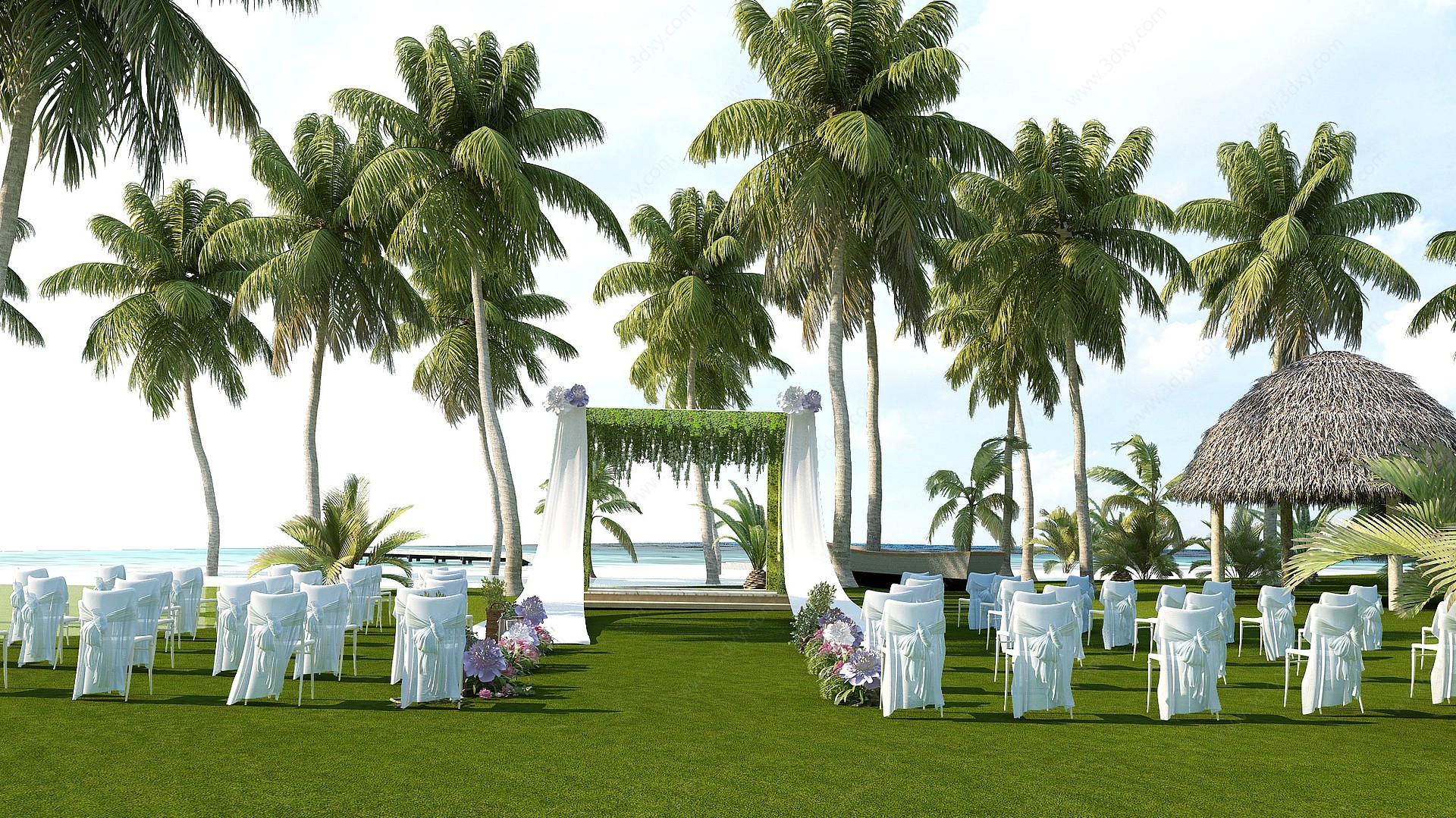东南亚海边婚礼婚庆现场3D模型