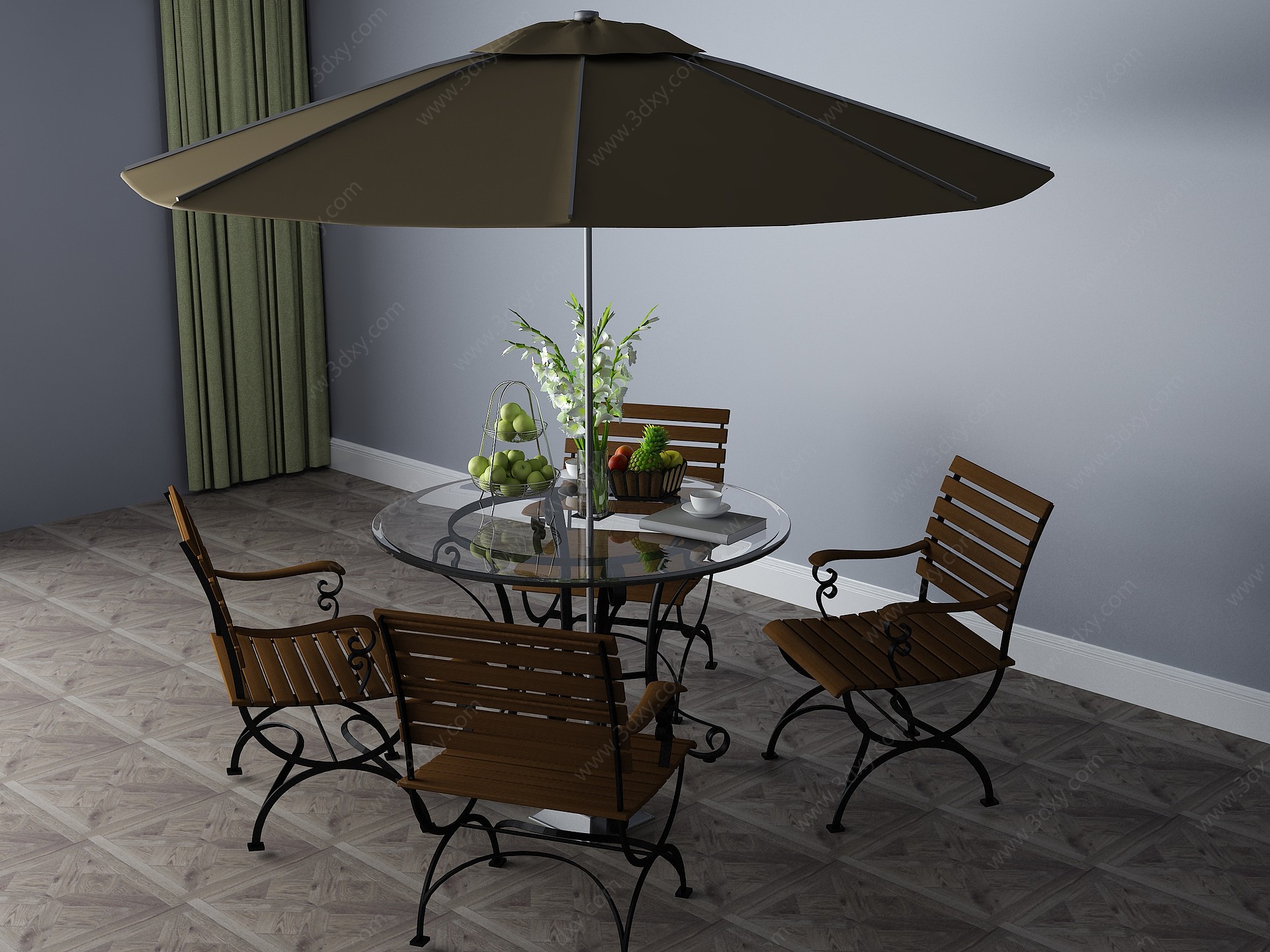 工业风茶桌户外桌休闲桌3D模型