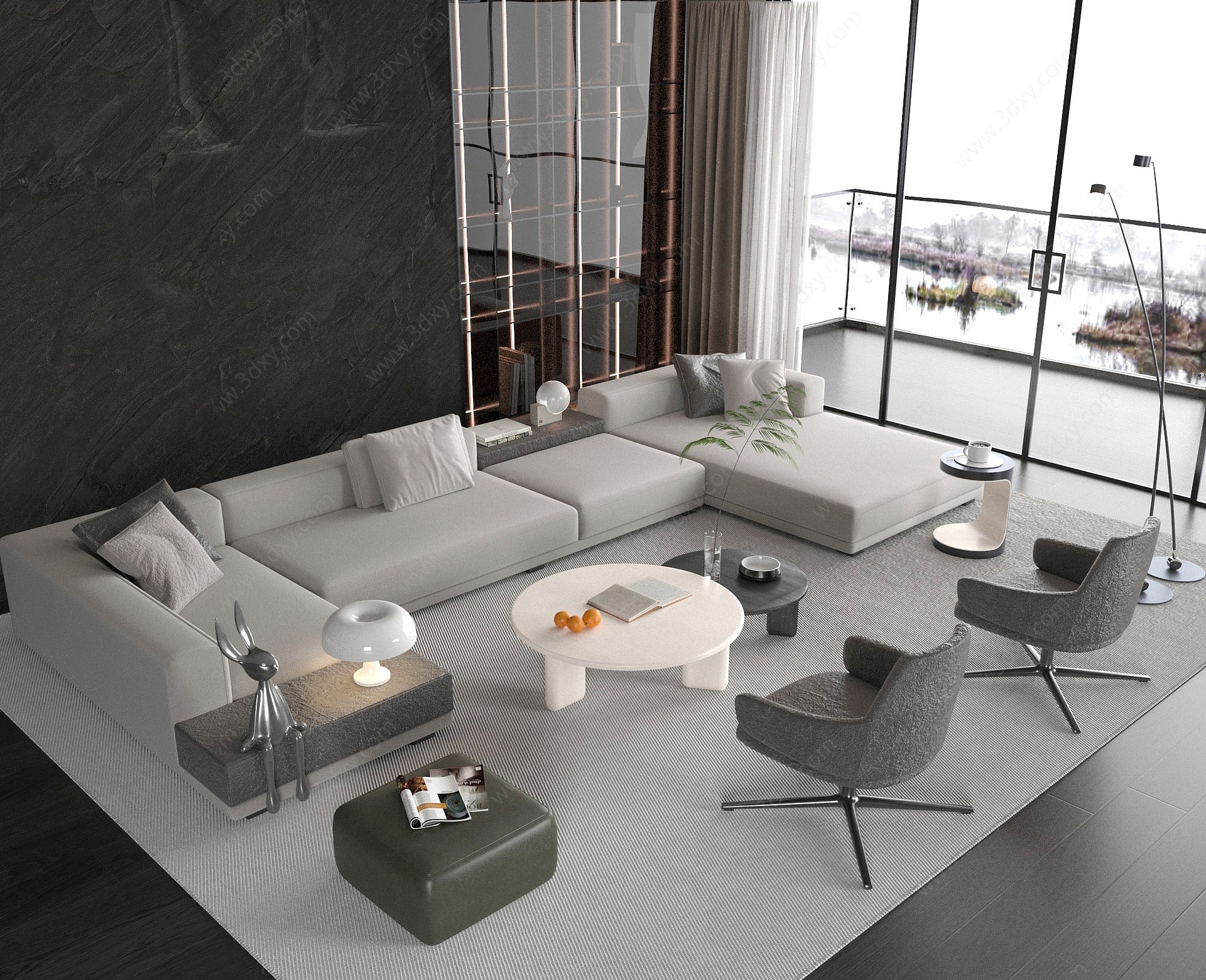 现代风格的沙发茶几3D模型