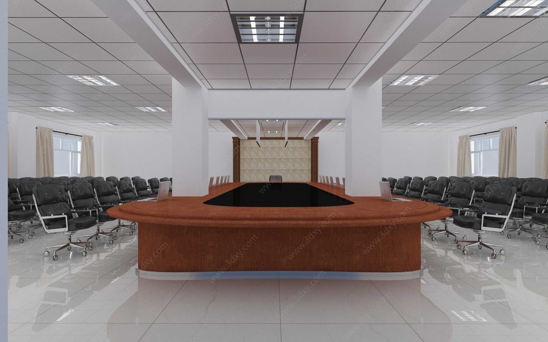 现代办公大厅会议室3D模型