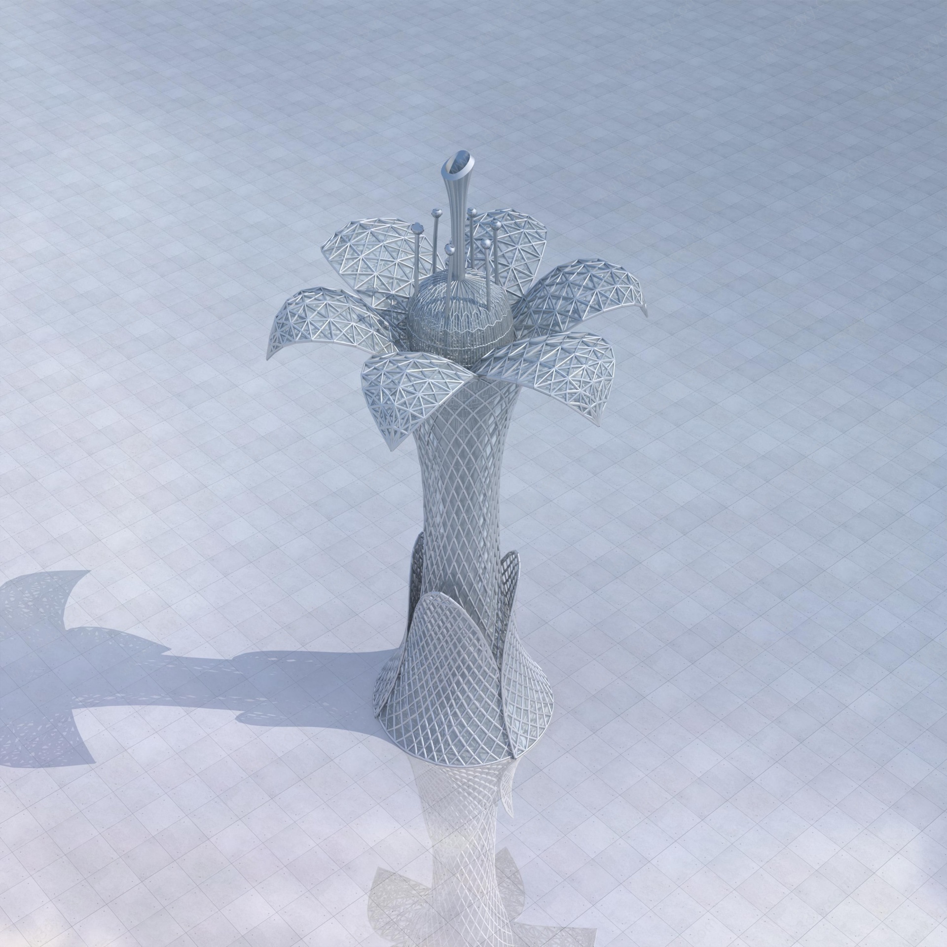 现代百合花雕塑小品3D模型